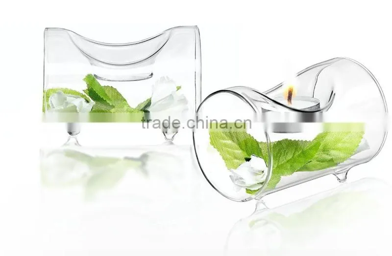 HOT SALE !Set of 2 Single Clear Glass TeaLight Candle Holders