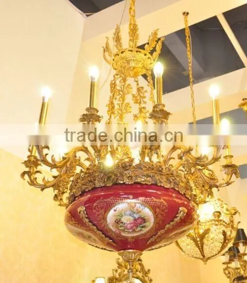 New Arrival Classic European Baroque Style Antique Golden Brass Pendant Light, Chandelier for Bedroom BF12-05254h
