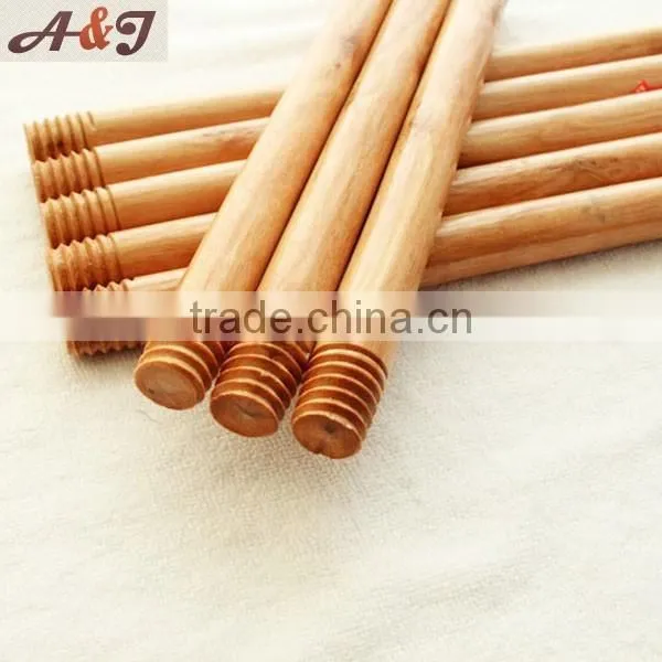 Varnished wood brush handle for floor cleaning