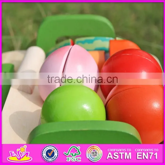 2016 new design children pretend play wooden fruit cutting game W10B177