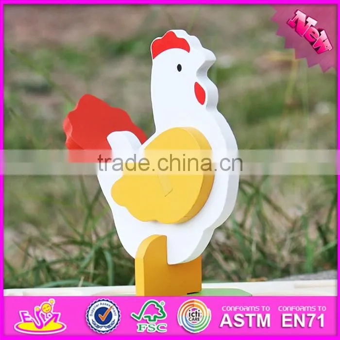 2017 New product funny 3d chicken children wooden puzzles of animals W14G044
