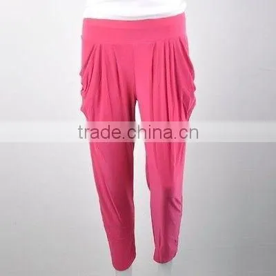 women basic slim stretch long casual loose harem capri pants hip-hop leggings