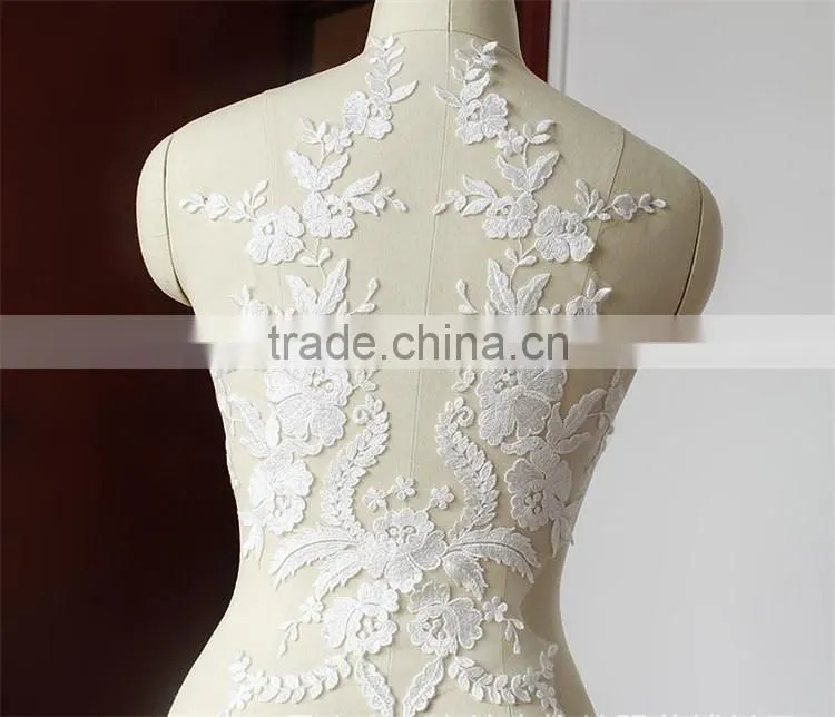 wedding flower embroidery lace fabric 3d flower wedding dress lace applique