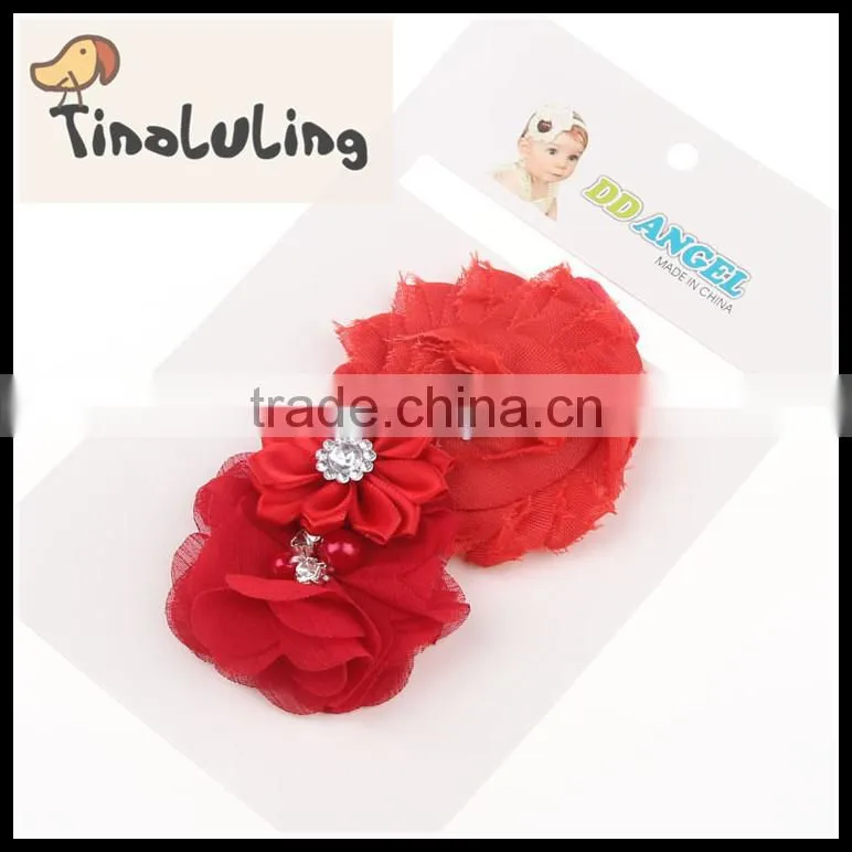 Korean fashion cheap chiffon mesh flower elastic baby headband wholesale
