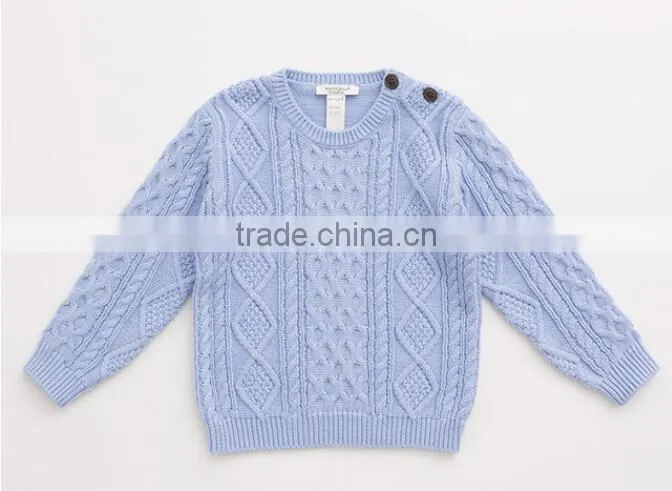 new design crew neck buttoned children cable knit sweater
