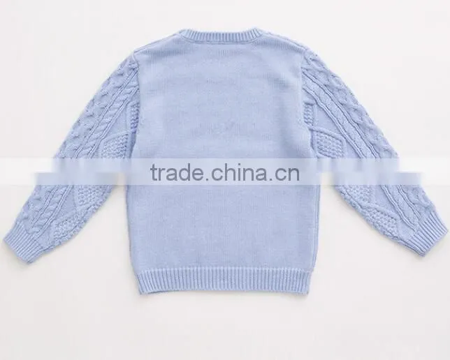 new design crew neck buttoned children cable knit sweater