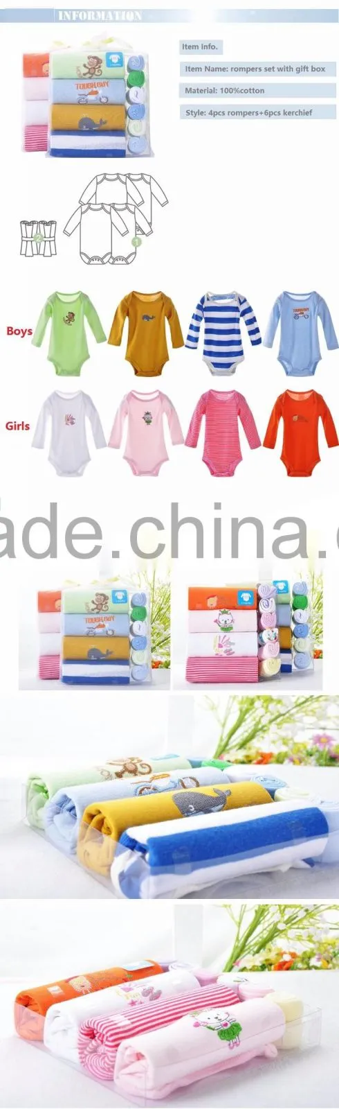 rompers baby girls boys/baby long sleeve rompers