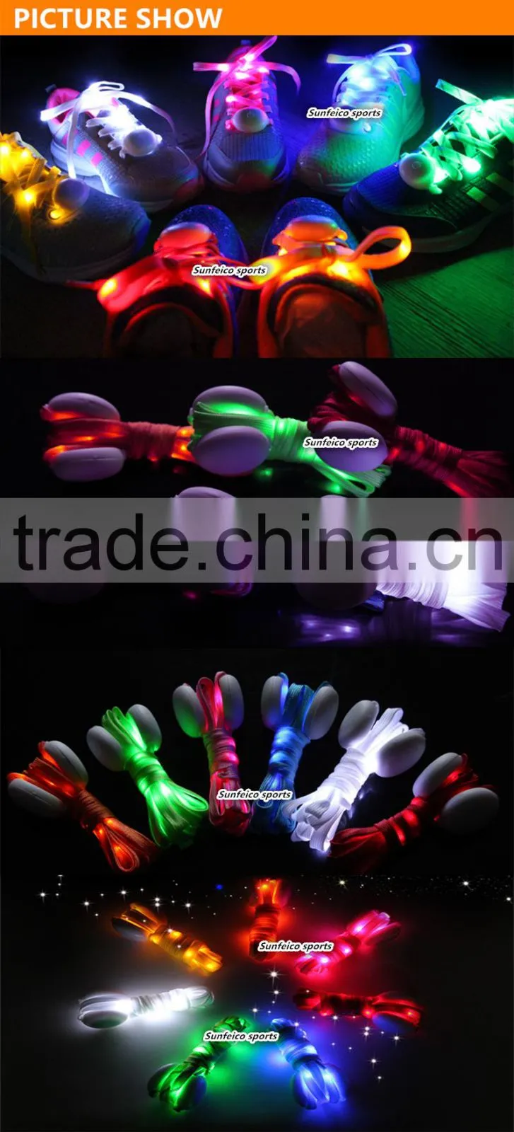 High Quality Nylon LED Shoe Laces - Party Led Flashing Cheerful Lighting Shoelace - Light Up Orange Glowing LED Shoelaces
