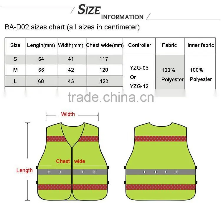 Construction worker waistcoat safety reflective running vest with led
