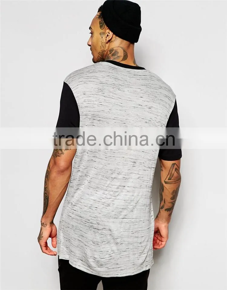 Shandao New Design Heather Cotton Longline Curved Hem Short Sleeve O-Neck Online Shopping India Tshirt