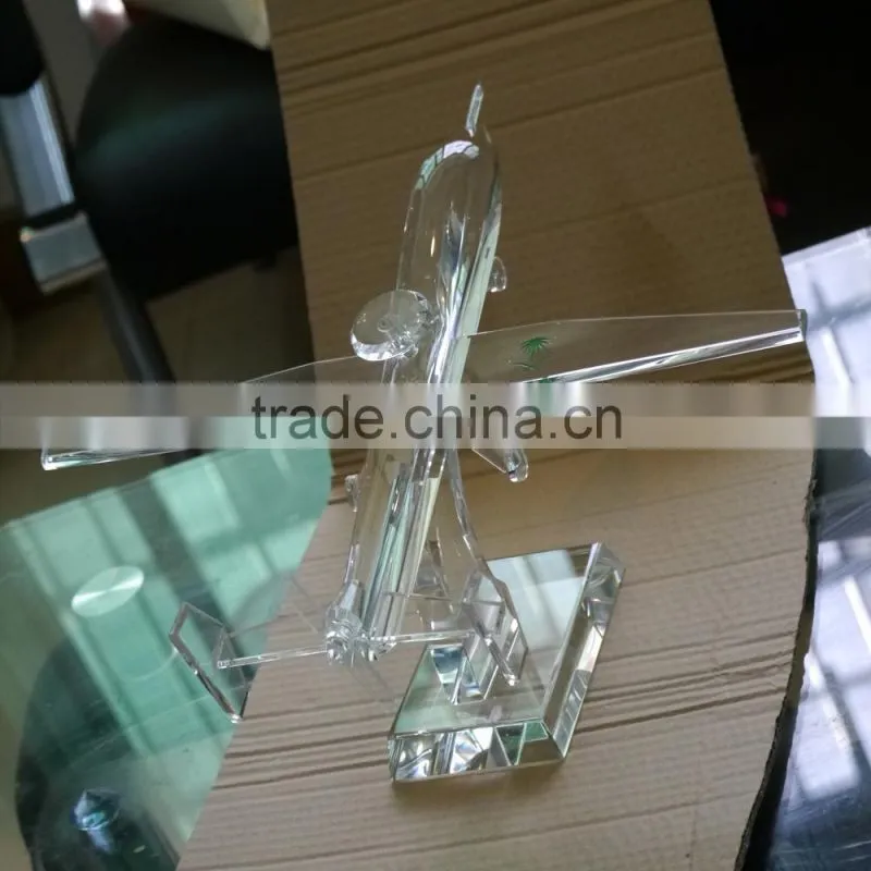 Noble Customized Made Crystal Airplane model With Logo and Text Engraved Free