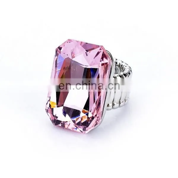 Fashion Rectangle Zircon Ring Stretched Knuckle Ring 7 Colors In Stock