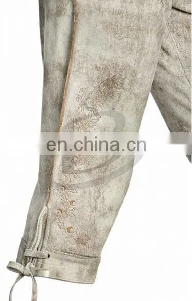 Lederhosen, Kniebund hosen, Men ledersosen trachten lederhosen leather pants with suspenders(Bavarian Garments)