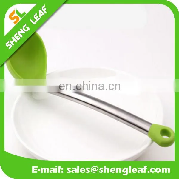 Silicone Large Ladle Green Stainless Steel Handle Spoon Scoop