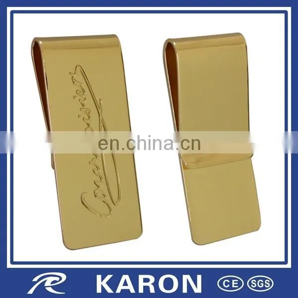custom gold plated die struck logo cash bill clip in brass