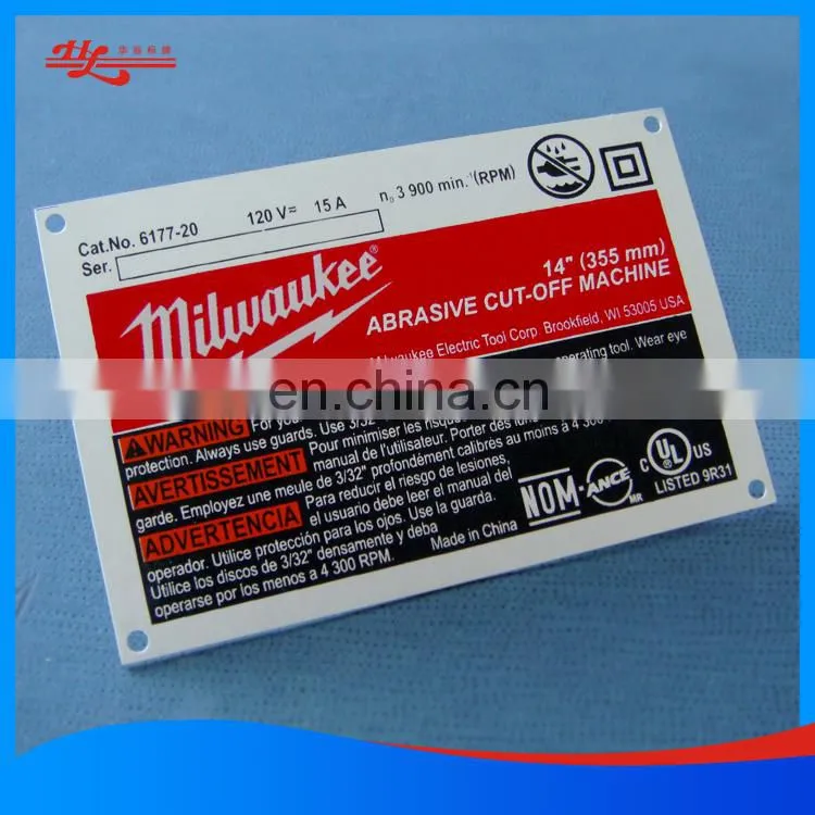OEM etching and printing metal nameplate for industrial
