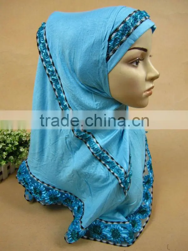 A515 Flower design 2 piece cotton Al- Amira hijabs
