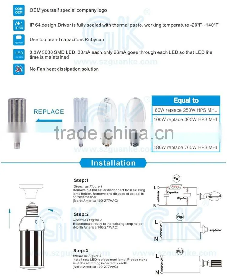 UL list led replacement 500w halogen LED replacement lamp