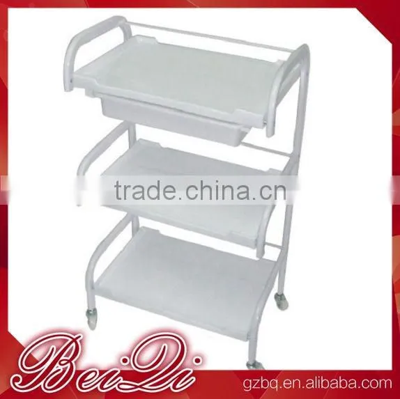 Convenience 3-layer Tool Car Hairdressing Plastic and Metal Shelf Salon Trolley Barber Shop Equipment