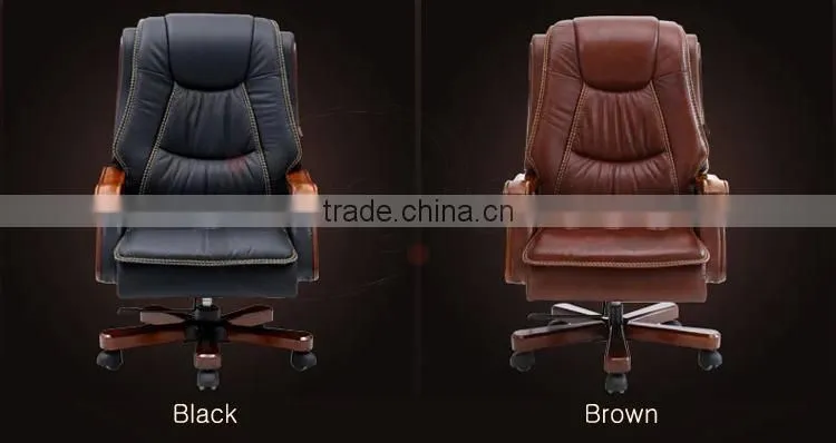 Luxury CEO swivel chair wood base