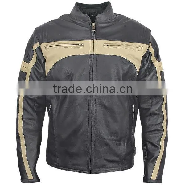 Leather motorbike jackets Men's Armored Leather Motorcycle Jacket