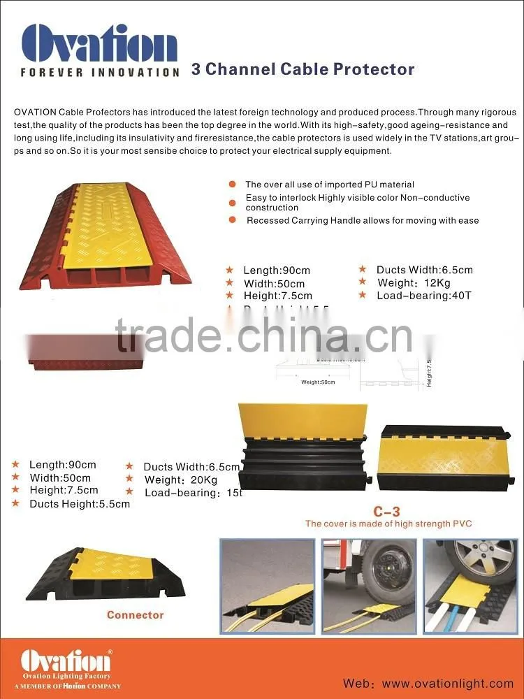 3 channel outdoor event protector, rubber cable protector