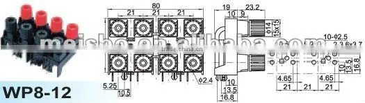 Six pole push type wire terminal clip