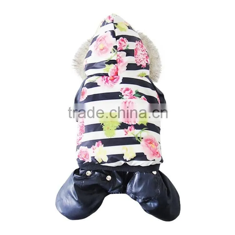 Luxury fur flower cotton Royal Blue dog clothes
