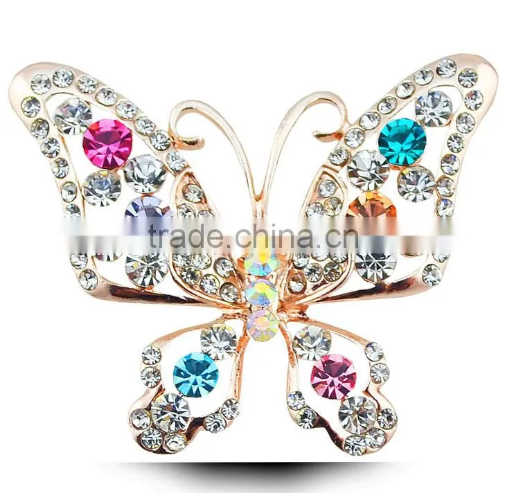 Beautiful Color Twinkling Crystal Butterfly Sahpe Women New Dress Brooch