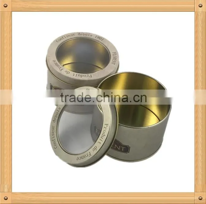 small metal tin box / small metal box with window top