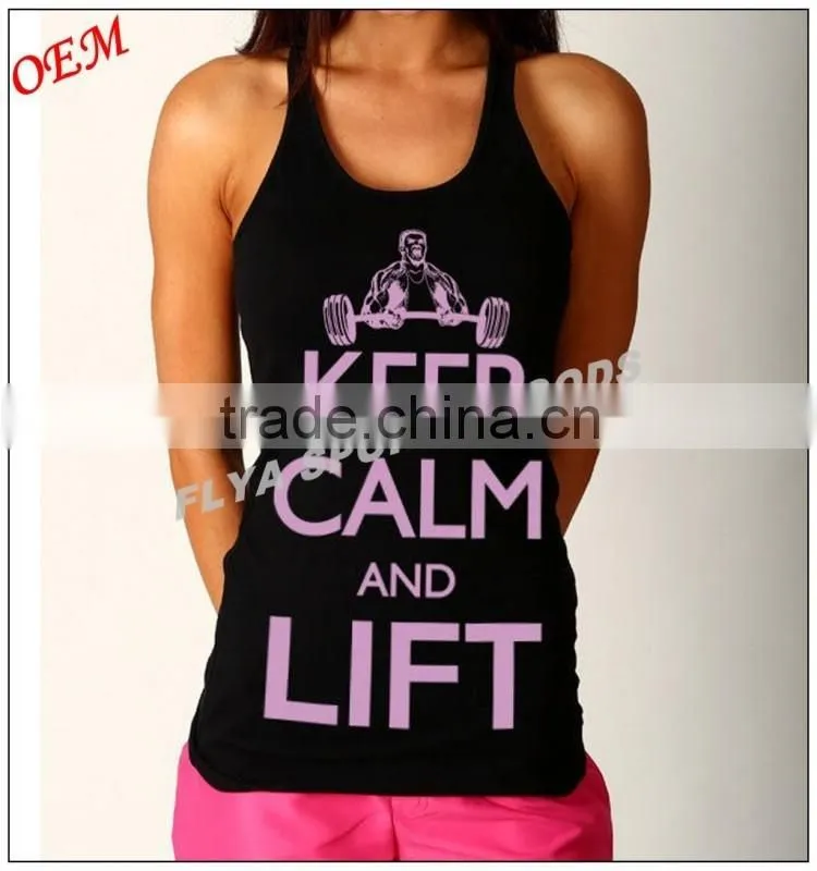 Ladies cotton/elastane racer back sexy gym singlet tops