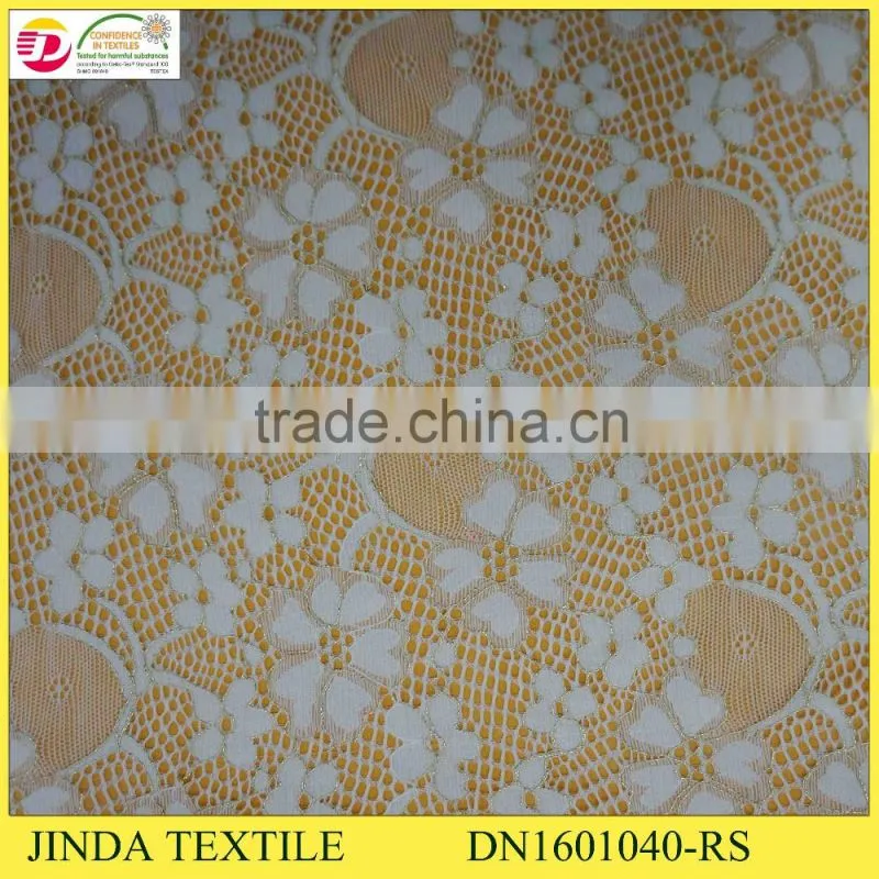 2016 Fashion Design 100%Nylon Golden Organza Lace Fabric For African Women Dress