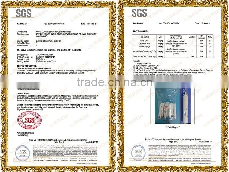 LLDPE plastic cosmetic tube