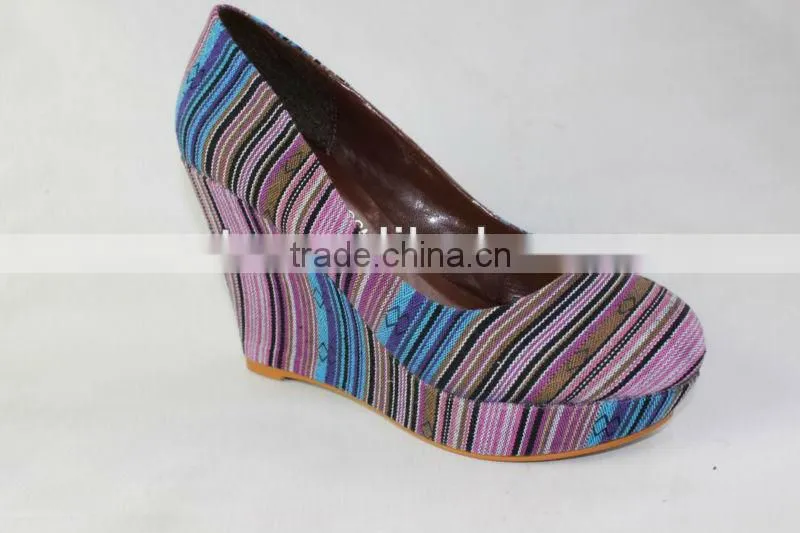 special material wedge high heel women pump shoes