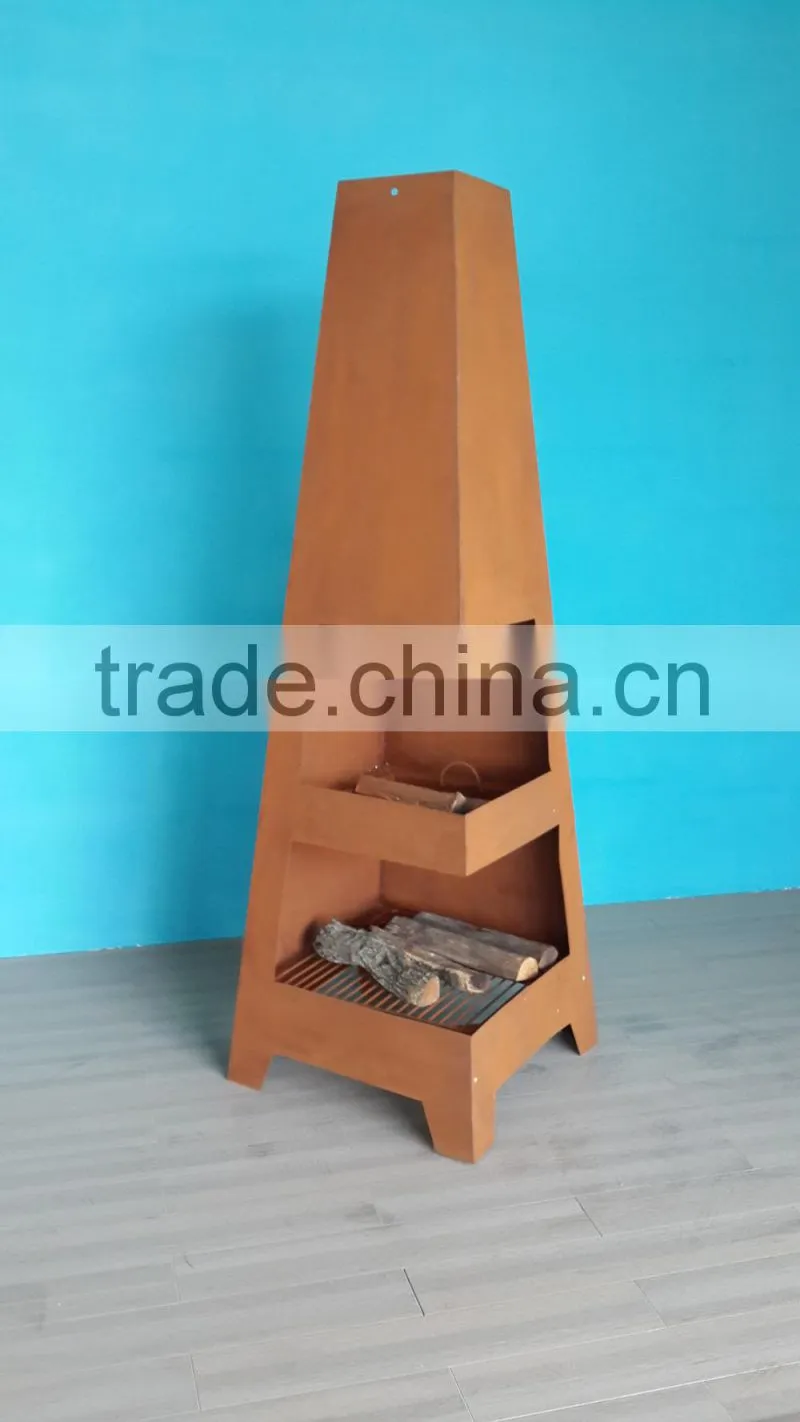 Outdoor Steel fireplace chimney with rust color