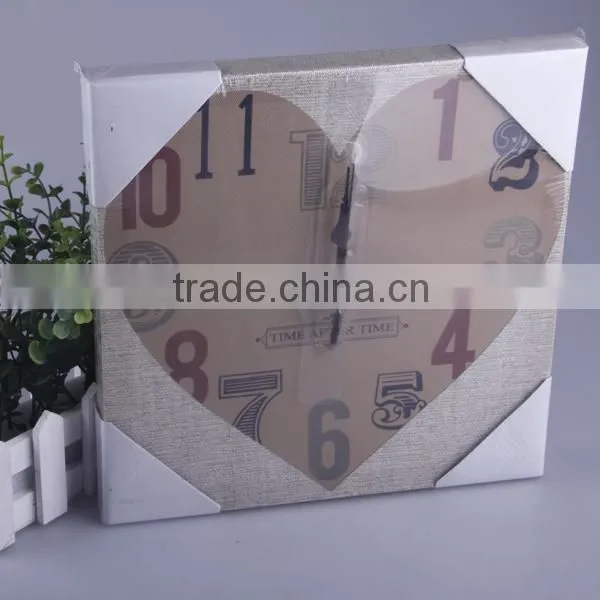 home decoration digital canvas wall clock with the heart shape painting