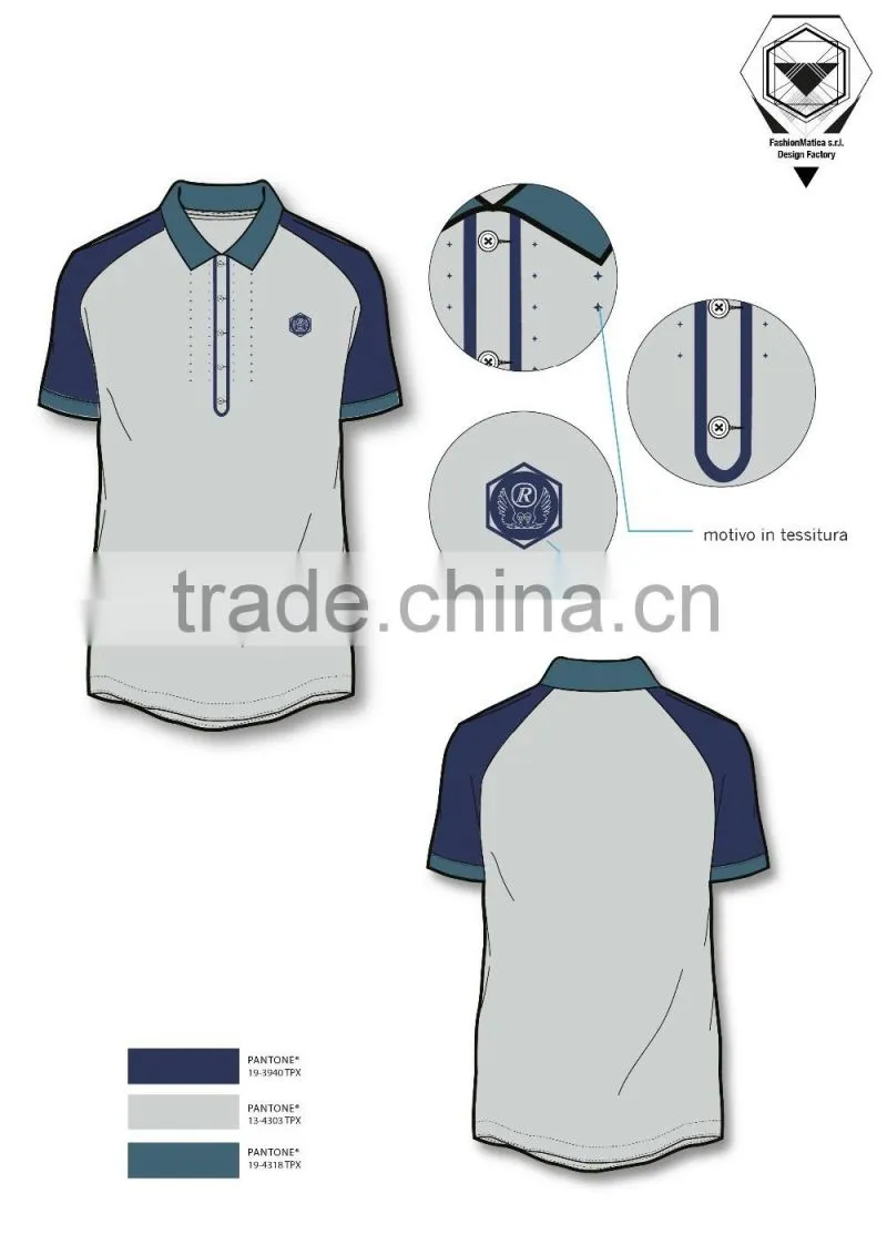 ODM service men's polo shirt Italy design with placket and button
