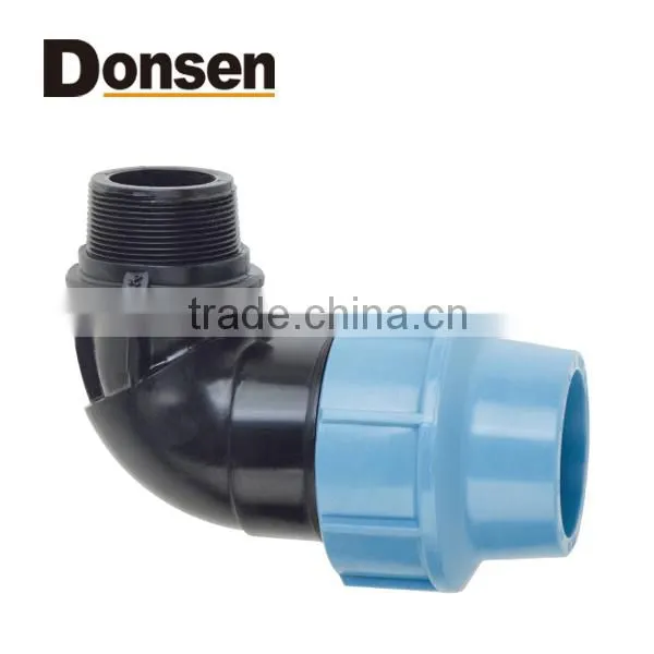 2014 90 ELBOW WITH THREADED MALE TAKE OFF PP COMPRESSION FITTINGS HDPE FITTINGS