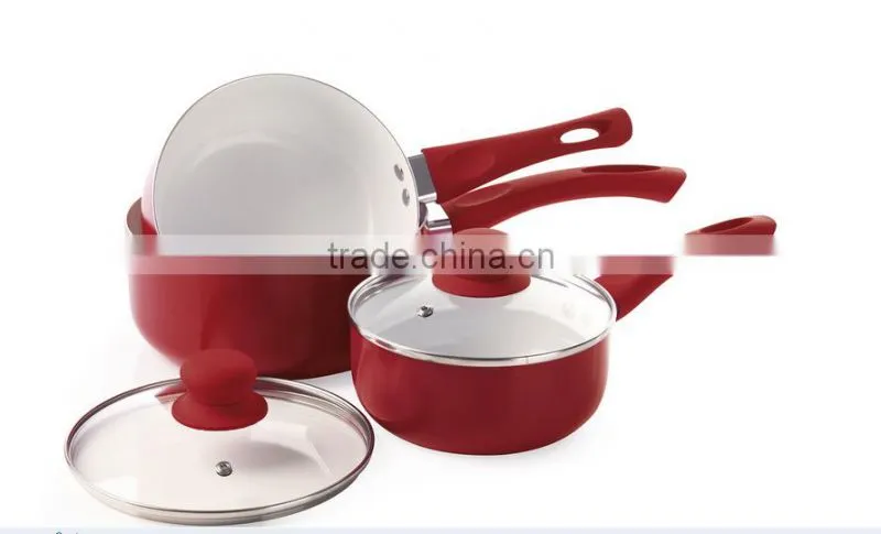 Chili Red Aluminum Alloy Metal type white ceramic saucepan Soup & Stock Pots milk pot