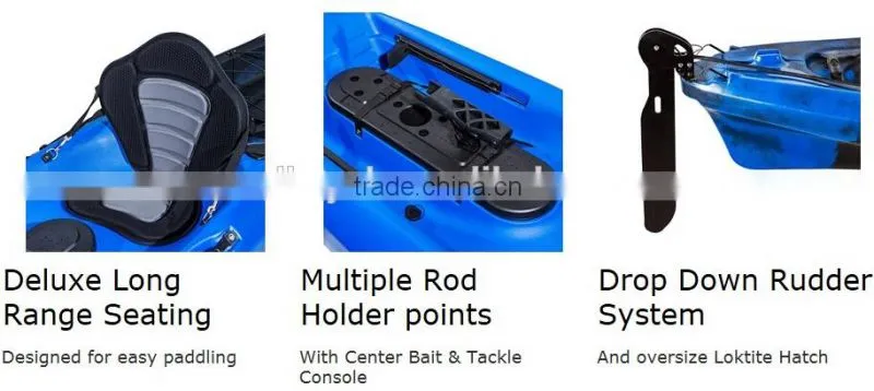 HDPE paddler plastic boat fishing kayak with pedals and rudder