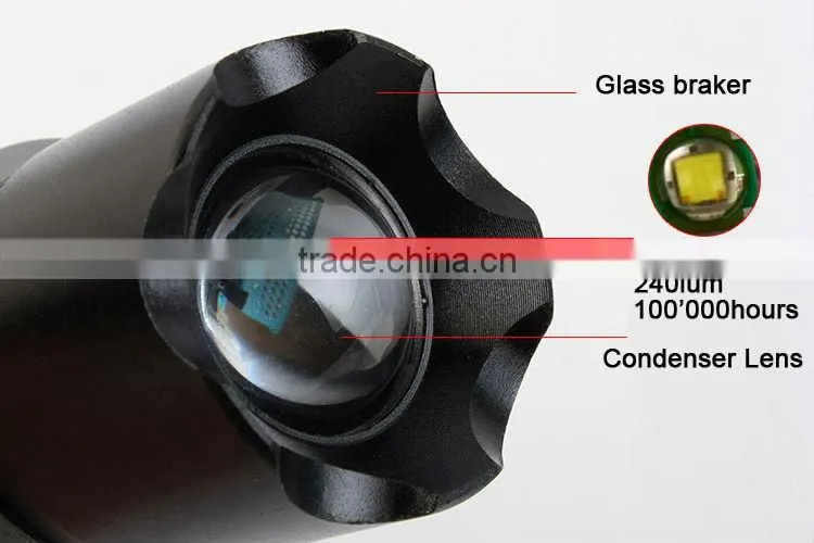 Goread C35 black aluminum high bright zoom Q5 LED 18650 rechargeable flashlight