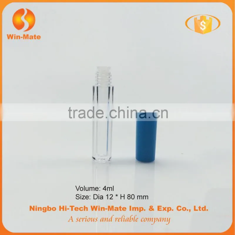 Hot-selling bright color transparent pink 8*1.2mm Cosmetic Lipgloss Tube Packaging