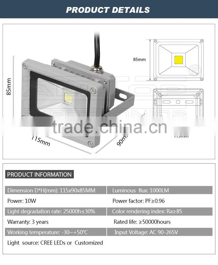 IP67 Waterproof bridgelux cob 5w dimmable led flood light