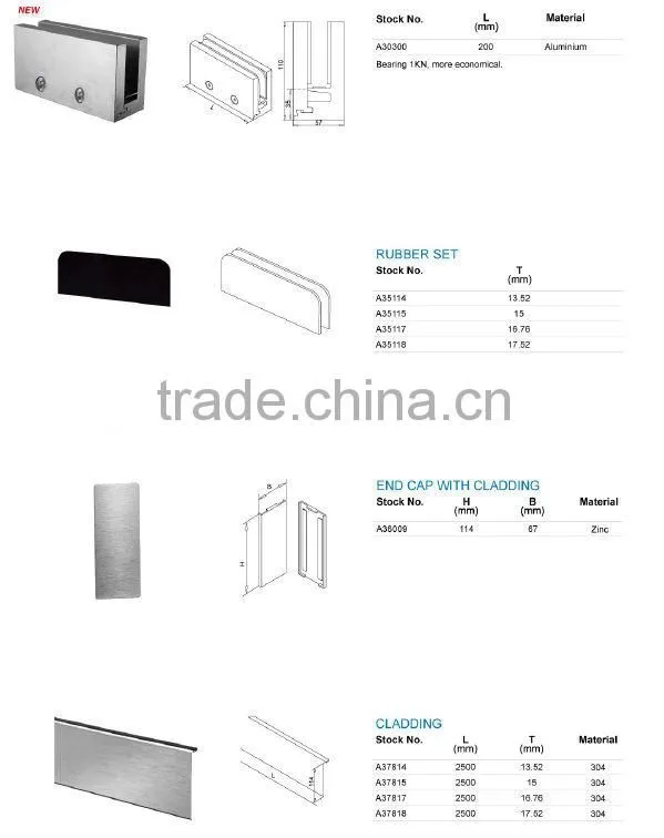 Aluminium base shoe/garde-corps aluminium