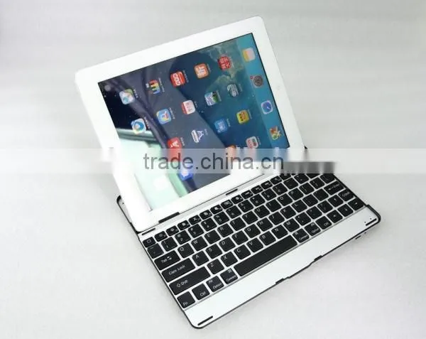 black white Aluminum Bluetooth Wireless Keyboard Case Cover for Apple New iPad 4 3 2+bluetooth wireless keyboard