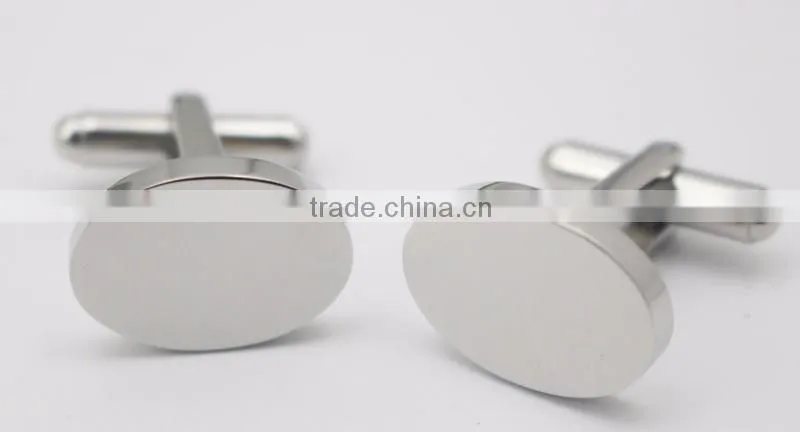 Personalized Your Logo Sliver Oval Blank Cuff Links