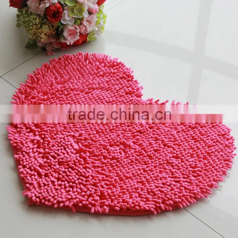 polyester long pile bathroom floor mat with anti slip base