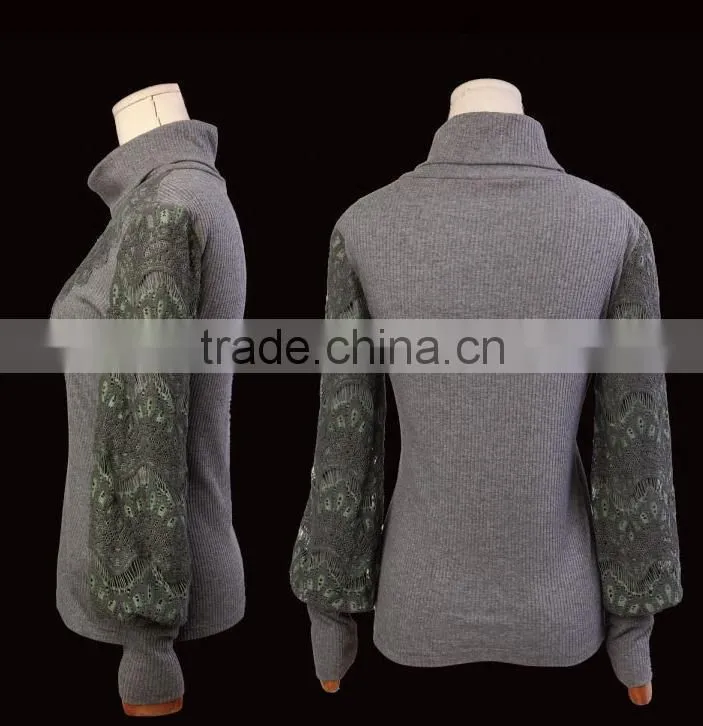 Lace stitching sweater