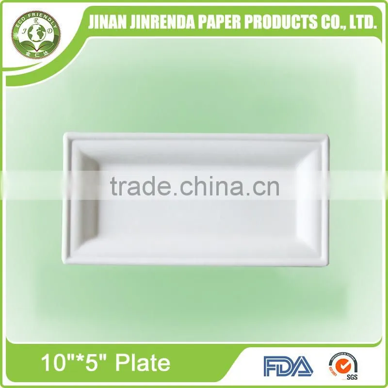 Disposable party 6 inch paper square plates with sugarcane