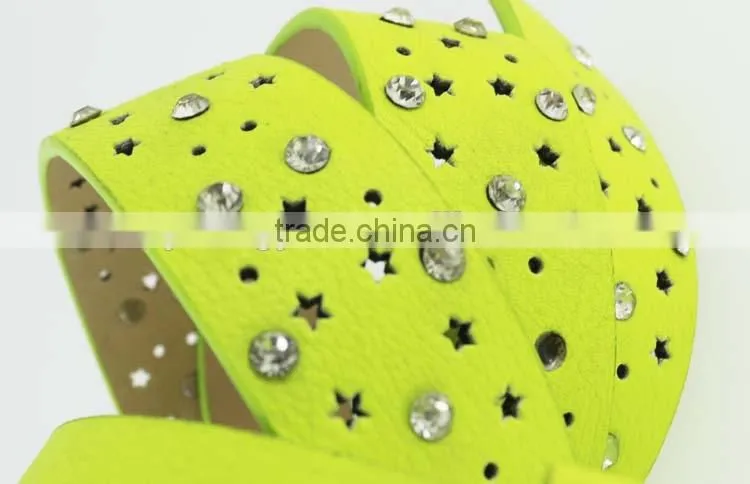 Women'sfashion women jeans rhinestone belt with shiny silver rhinestone buckles in yiwu